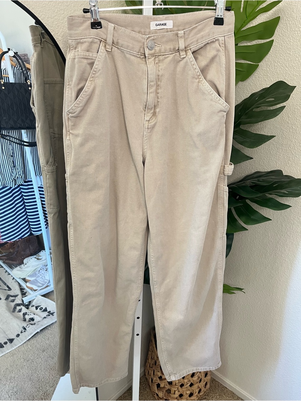🤎 Garage Beige Carpenter Pants Size 03 | Utility Workwear Chic